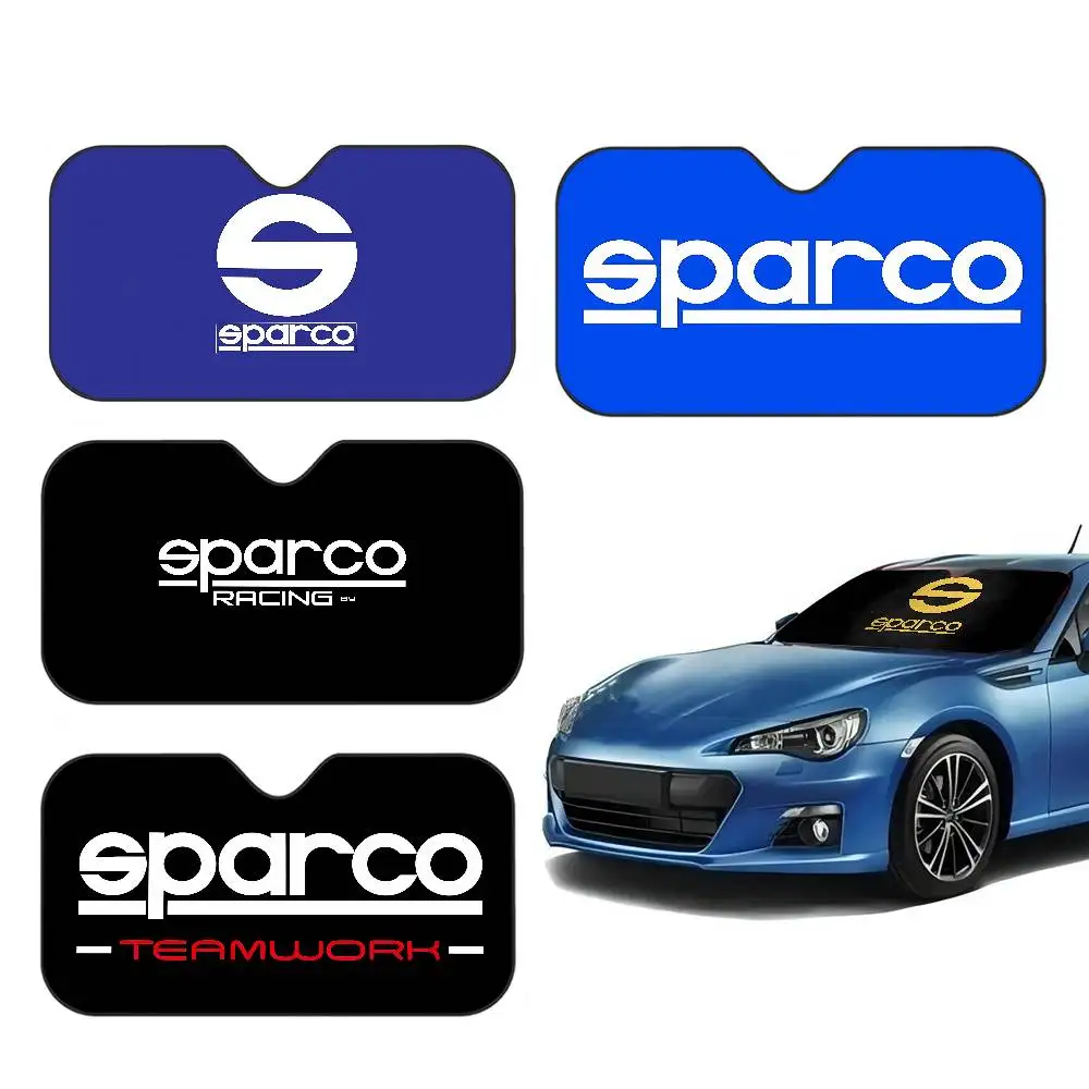 S-Sparcos Logo Sunshade Windscreen Fold-up Car Front Windshield 70x130cm Car Window Windscreen Cover Heat Reflector
