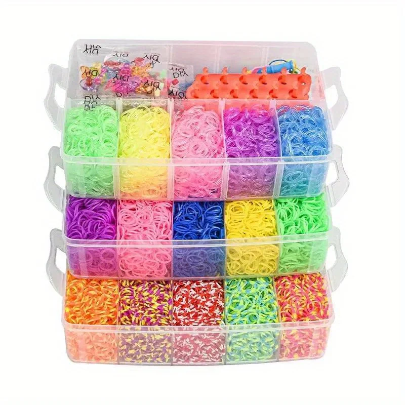

NICE! 1500pcs Loom Rubber Bands Bracelet for Kids or Hair Rainbow Rubber Loom Bands Make Woven Bracelet DIY Toys Xmas 2025 Gift