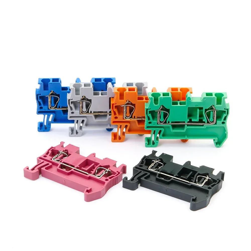 100pcs Spring Din Rail Terminal Block ST-2.5 Connector Return Pull Type Spring Connection Screwless Copper Wire Conductor ST2.5