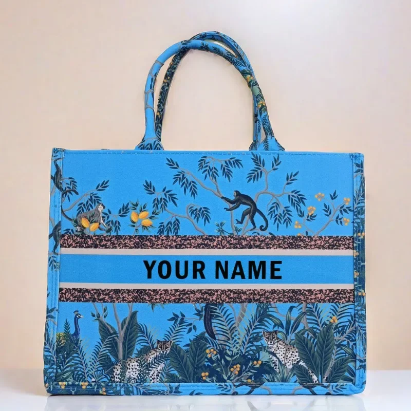 2024 Borsa tote da donna in tela stampata da donna in stile artistico di nuova progettazione Borsa con nome personalizzato personalizzabile