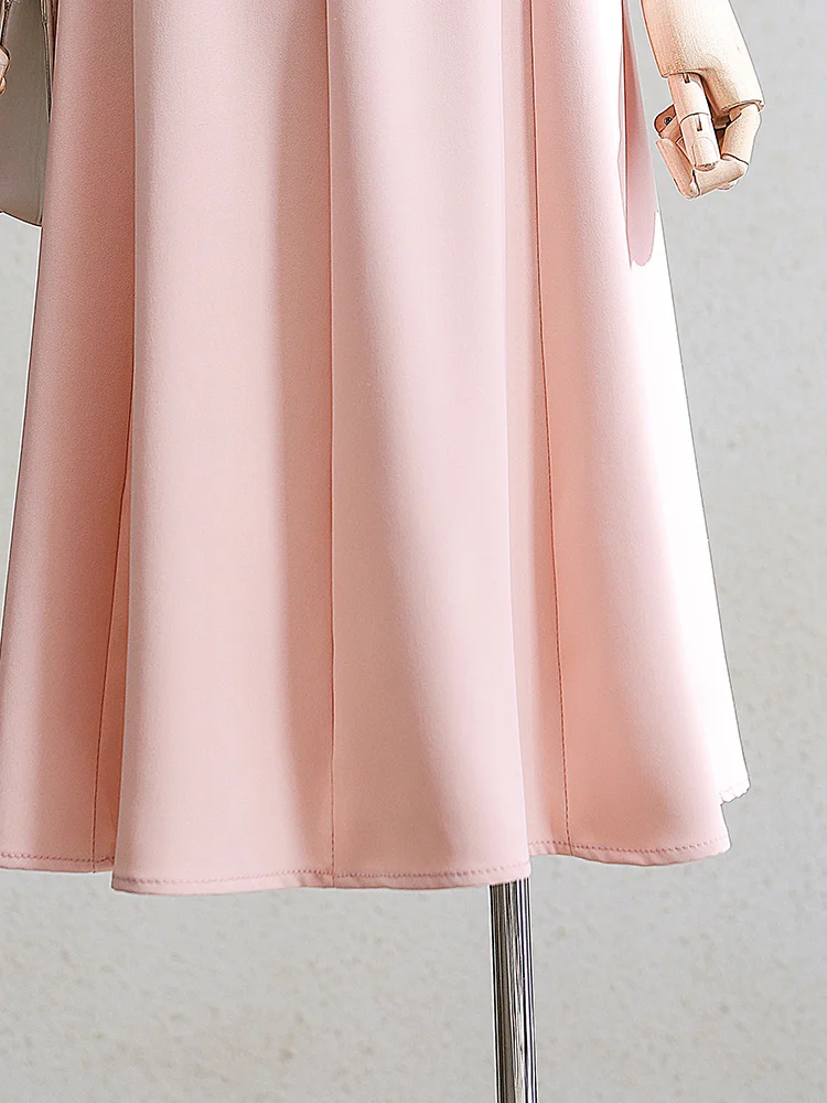 

Плиссированная юбка-миди с высокой талией, женская юбка-зонтик трапециевидной формы, утягивающая бедра, новинка лета, драпировка из полиэфирного волокна