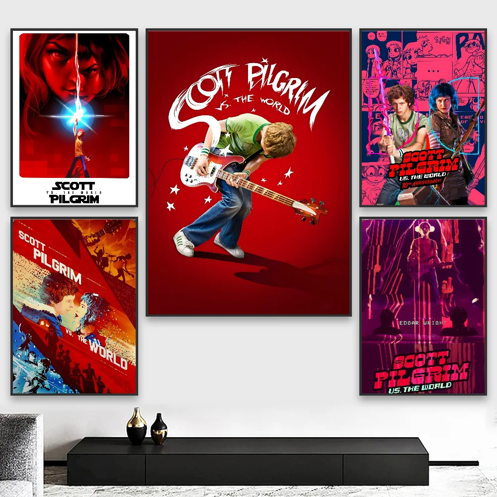 

Vintage Movie Scott Pilgrim VS The World Poster HD art sticky wall waterproof home living room bedroom bar aesthetic decoration