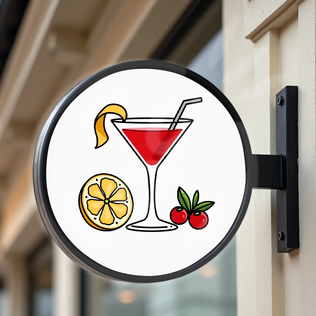 Custom Round Acrylic LED CocktailsLight Box for Bars Storefront Waterproof Double Sided Outdoor Business Signage Wall Mounted