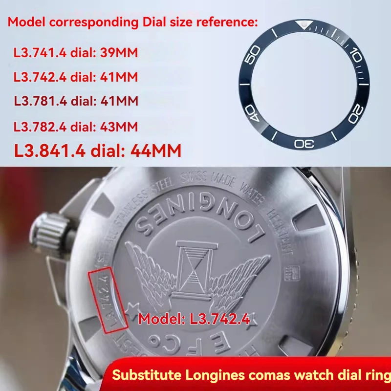 For Longines kangkas Conquest ceramic bezel L3 781 Xinkang outer ring timing scale ring accessories 39/41mm dial ceramic bezel