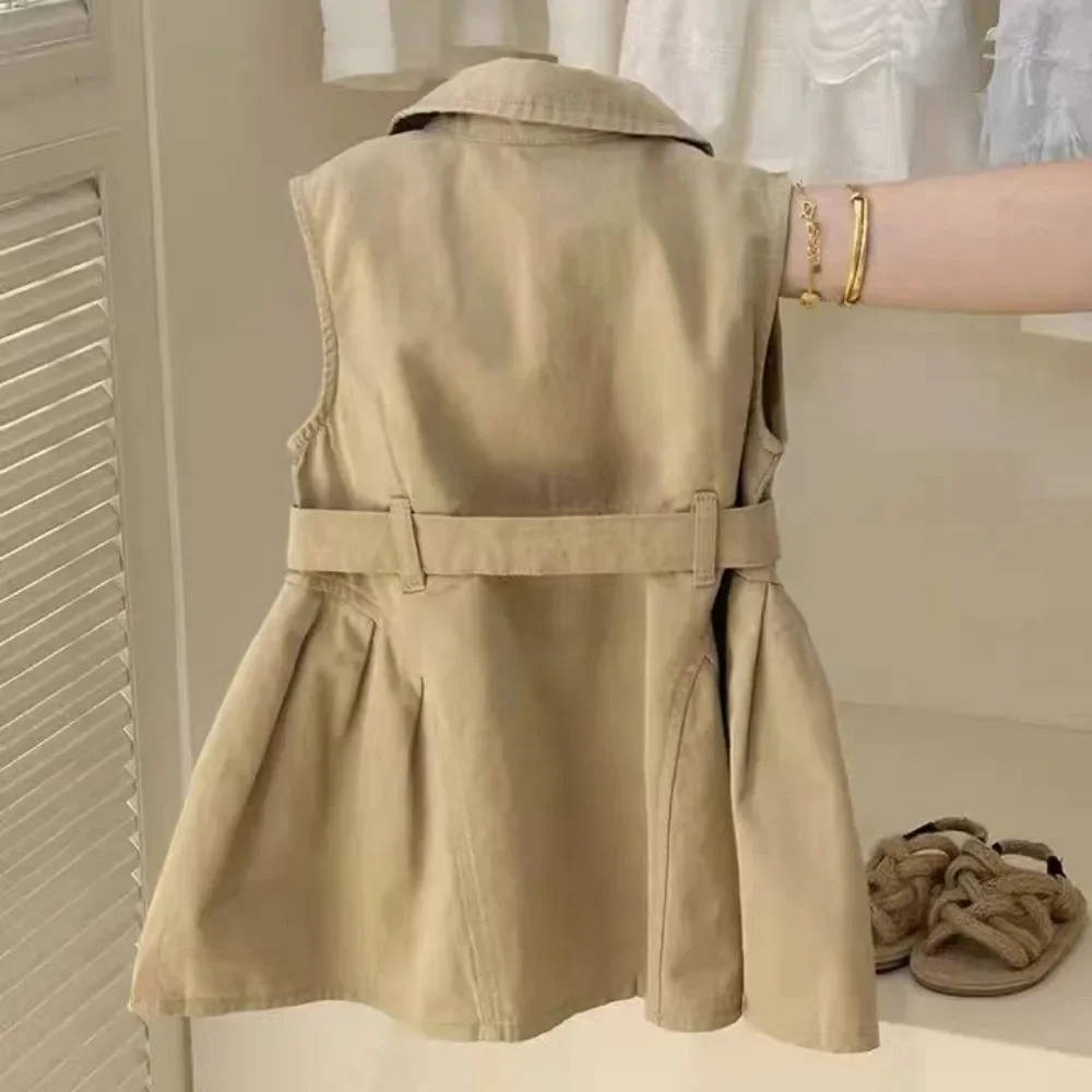 Bear Leader Fashion Girls Windbreak Dresses Summer Sleeveless Work Outfits with Waistband Solid Color Kids Clothes image 2