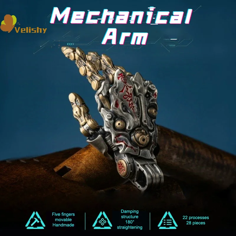 

Punk-style Robotic Hand Creative Movable Finger Joints Hand Pendant Small Hanging Decoration For Stress Relief Desk Ornaments