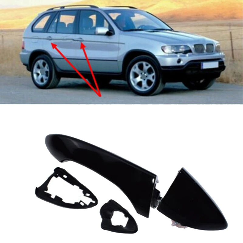 Car Glass Black Front/Rear Right Side Outside Outer Door Handle For-BMW X5 E53 51218257738