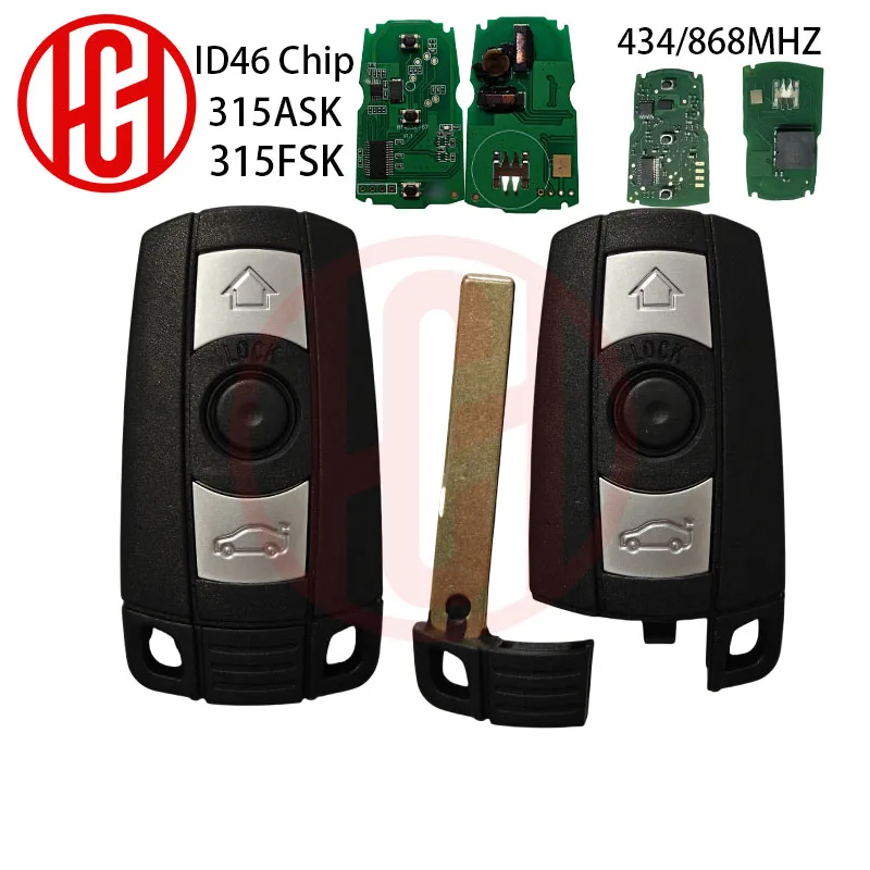 Keyless Go ID46 Chip Remote Key 315ASK/FSK 433Mhz 868MHz For BMW 1 3 5 Series  X5 X6 Z4 E60 E70 E71 E91 E92 CAS3 CAS3+