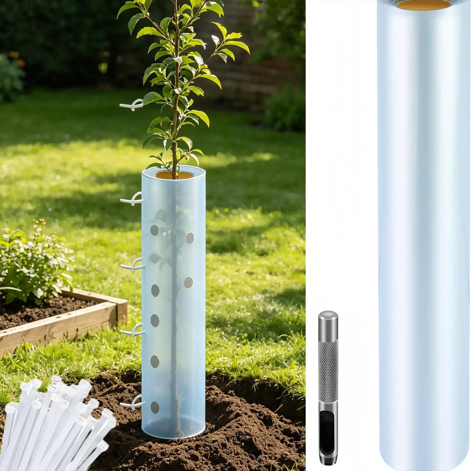 

Tree Trunk Protector Guard Reusable UV-Resistant With 100 Cable Ties Plant Covers Tree Wraps To Protect Bark For Outdoor Garden