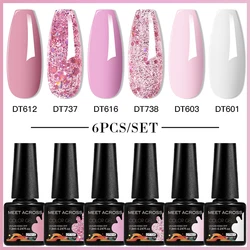 MEET ACROSS 7.3ml Pink Series Gel Nail Polish Vernis Summer Spring Semi Permanent UV Gel Varnish Nail Art Gel Manicure