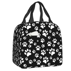 Dog Paw Print Love Pattern Lunch Box for Women Animal Footprint Cooler Thermal Food Insulated Lunch Bag Picnic Tote Bags