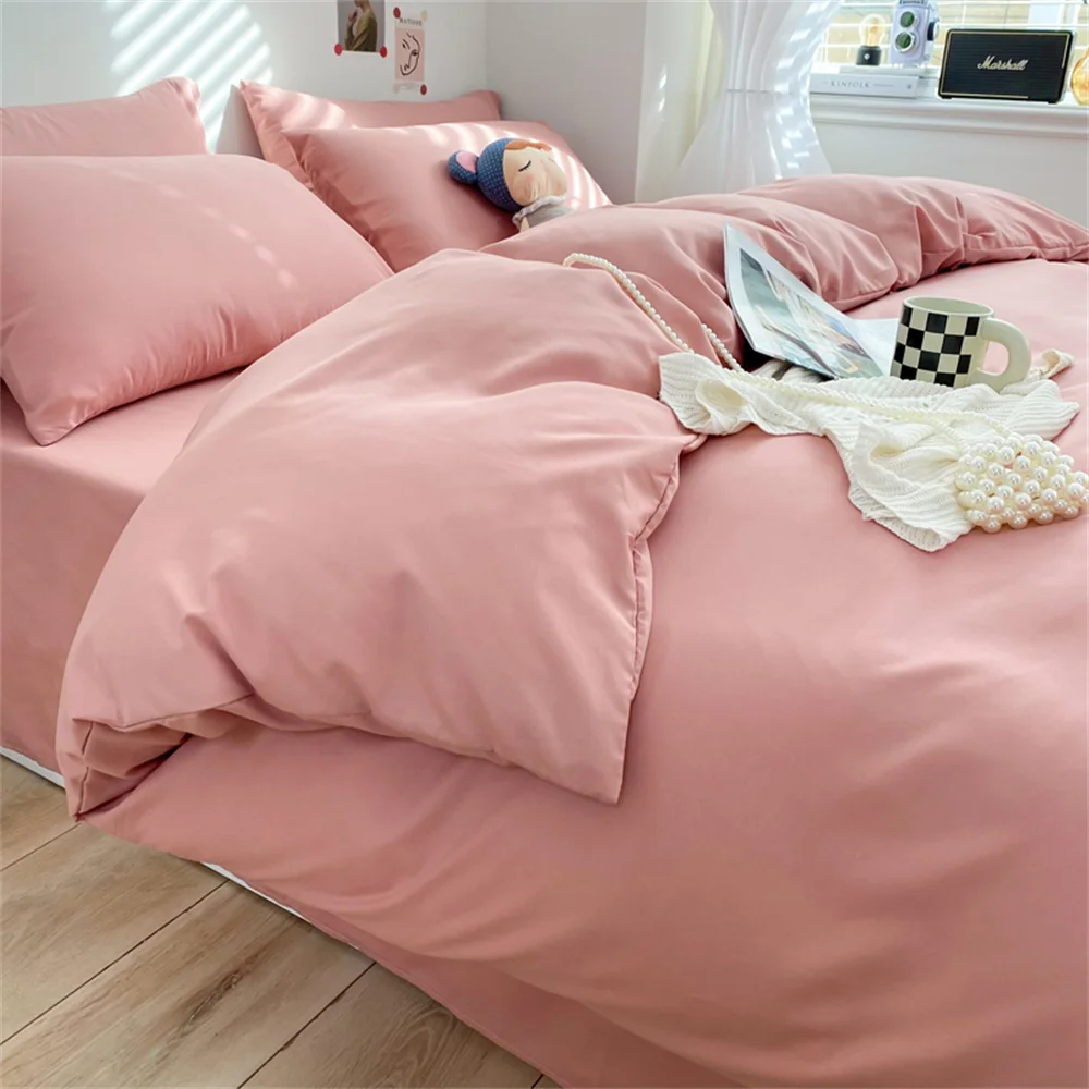 16 Color Gradient Cream Pink And Green Bedding Sets Streak Flat Sheets Soft Home Textile For Girls Full Size With Pillowcases