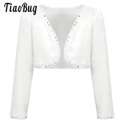 Children Girls Bolero Shoulder Jacket Festive Wedding Long Sleeve White Ivory Coat Top for Communion Dress Christening Gown