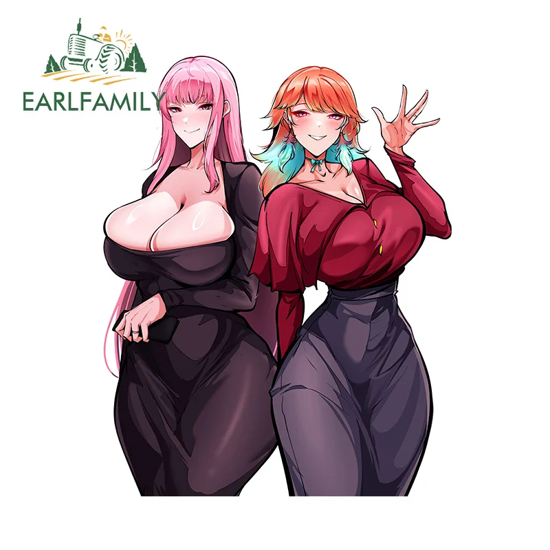 EARLFAMILY 13cm x 10.3cm Mori Calliope Takanashi Kiara Car Stickers Waifu Boobs Thicc Breasts Succubus Accessories Hentai Decals