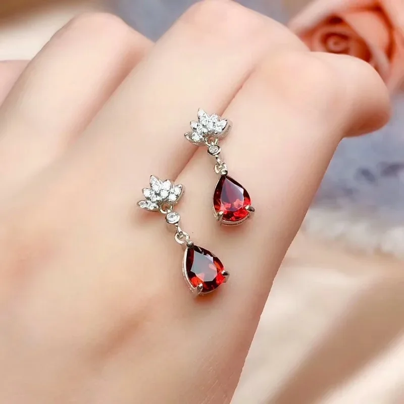 

Xiqi Jewelry Big Ruby 925 Sterling Silver Vintage Women's Hoop Earrings Jewelry Gift