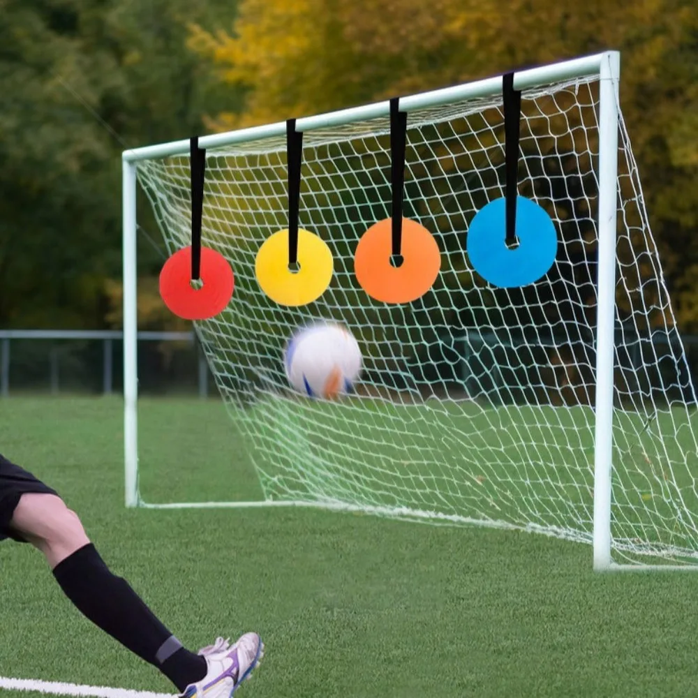 

4 шт. футбольные ворота, тренировочные диски по мишеням, регулируемые плоские точечные маркеры для улучшения точности футбольной стрельбы для практики