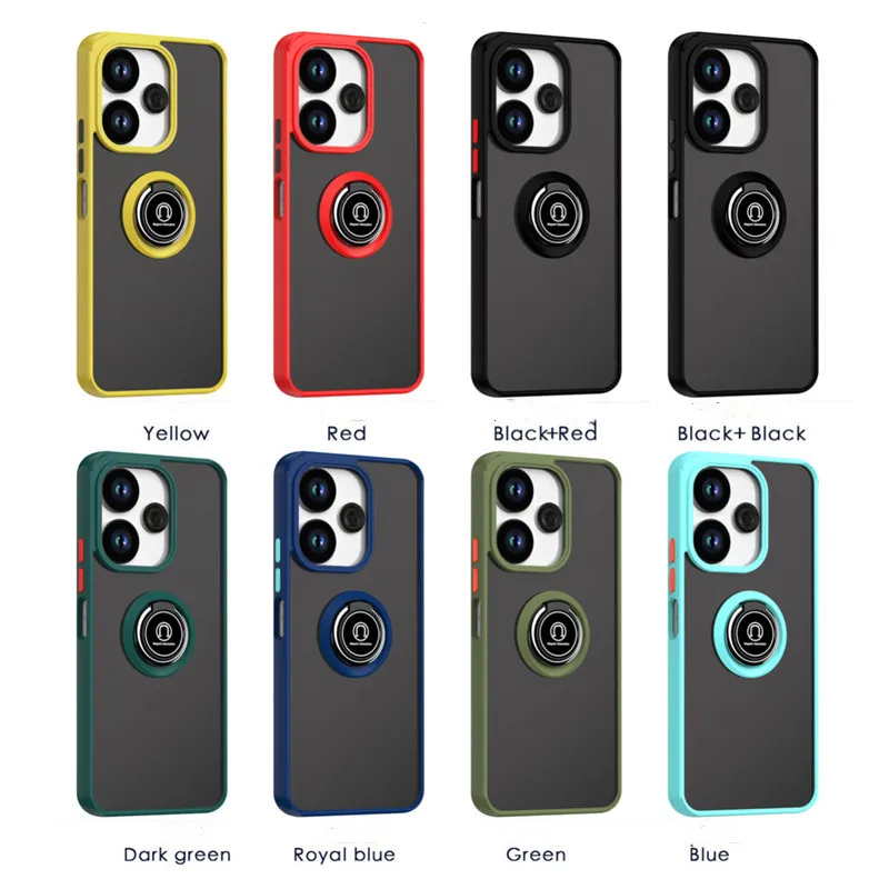 Armor Matte Case For Xiaomi Redmi 13 4G 13C 12 5G 12C 10C 10 2022 Cover Ring Magnetic Holder Stand Shockproof Coque Fundas