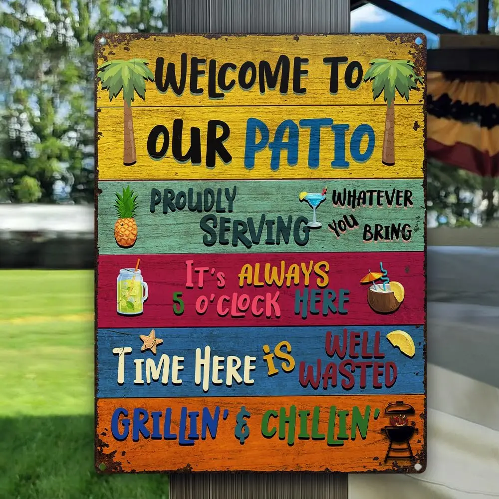 Wander Prints  Bigger Size - Welcome to our Patio Sign - Patio Decor for Home Outdoor BBQ Party - New Home Gift, Birthda