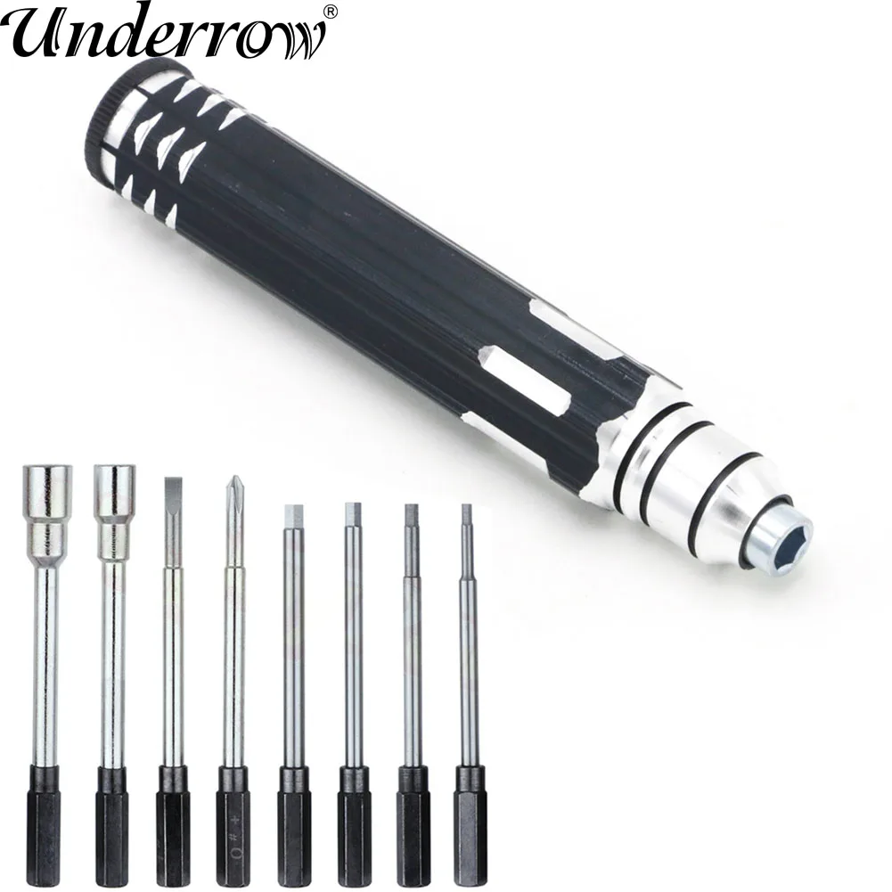 New Stainless steel 8 in 1 Screwdriver Set RC Hexagon Socket Repair Tool Kit for RC Car Drone Plane Hex Philip Spanner Socket