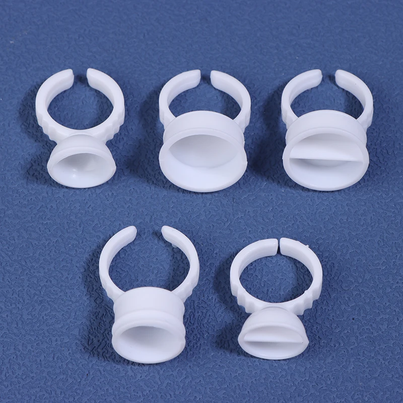 100pcs Disposable White Eyelash Glue Ring Cup Holder Container Tattoo Pigment Eyelash Extension Tools Lash Supplies Accessories