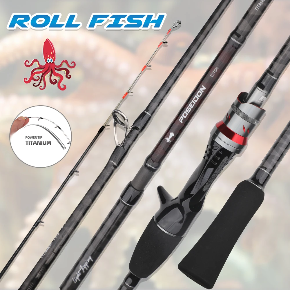 Rollfisch Doppelspitzen Tintenfisch Tintenfisch Tintenfisch Kohle faser Guss Angelrute Titan Spitze