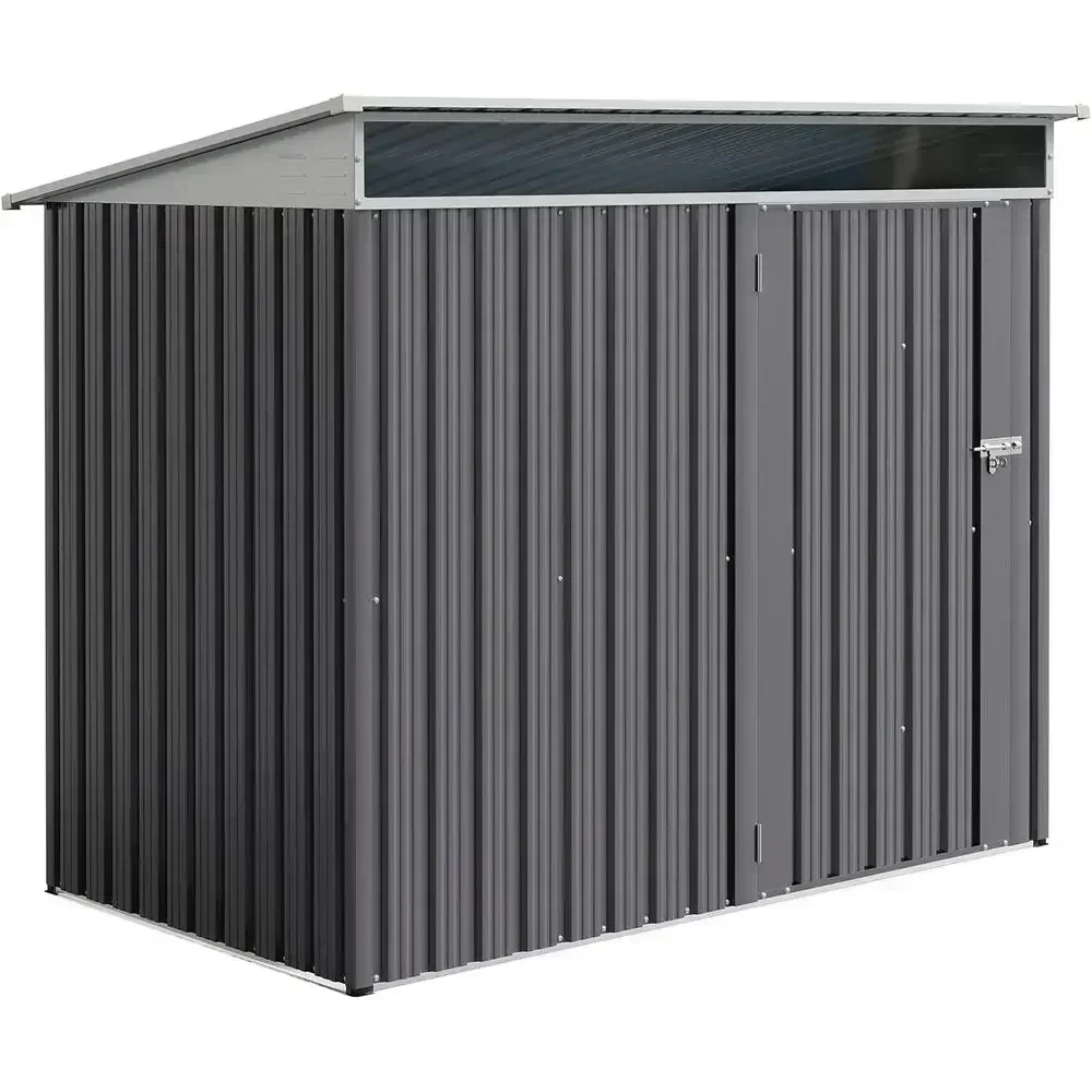 6x4 Metal Outdoor Garden Shed with Window, Lockable Doors, Weather-Resistant for Tools, Garden, Patio, Lawn - Grey