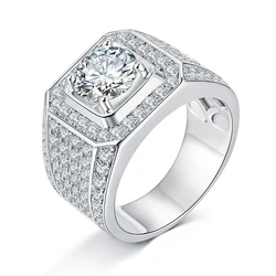 Man Ring Moissanite Diamond 5 Carat DH Color Luxury Engagement Ring S925 Silver Fine Jewelry