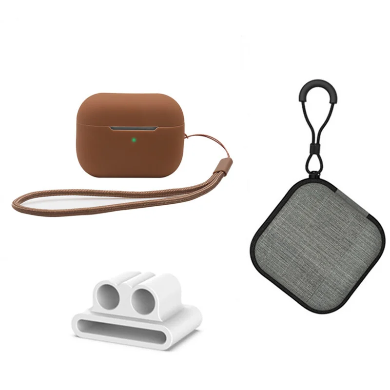 

For Apple AirPods Pro 2 Silicone Case Bluetooth-compatible Earphone Anti-drop Cover + Hand Strap + Watch Band Earbud Holder + St