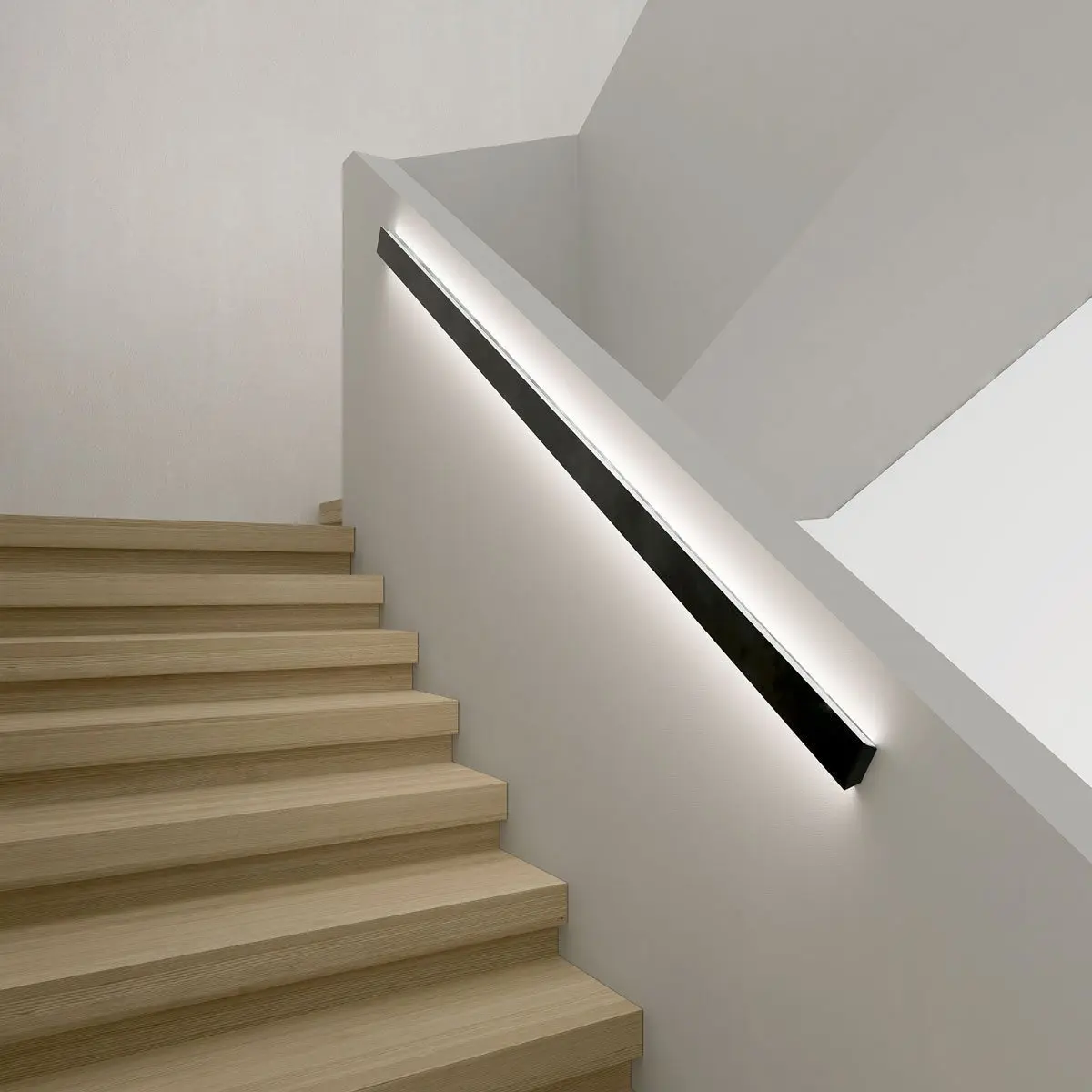 Up Down Glowing Stair Handrail Wall Light Aluminum Profile Acrylic Channel Surface Mounted Staircase Corridor Hard Strip Light