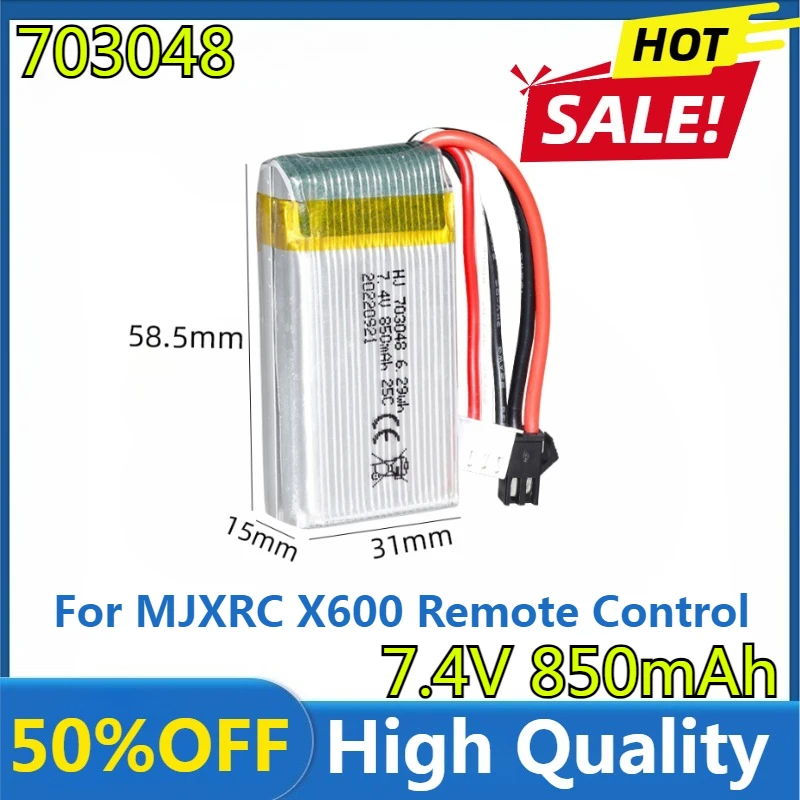 

7.4V 850mAh 703048 Lipo Battery For MJXRC X600 Remote Control RC Drone Spare Parts 850 mah 7.4 V 2S Rechargeable Battery