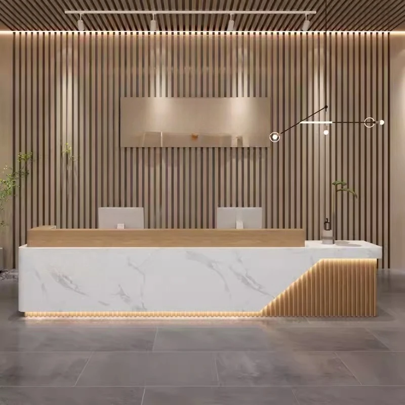 

Minimalist Aesthetic Reception Desks Company Executive Unique Design Reception Desks Luxury Simple Mostrador Trendy Furniture