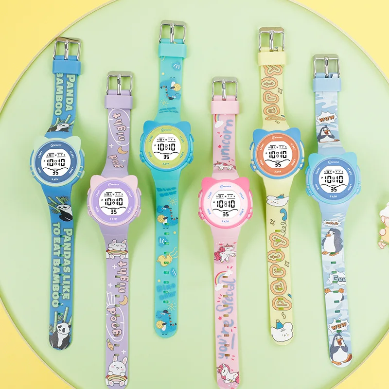 UTHAI-Montre électronique étanche pour enfants, montre-bracelet de dessin animé mignon, réveil, montre-bracelet multifonctionnelle pour garçons et filles, cadeau pour étudiants