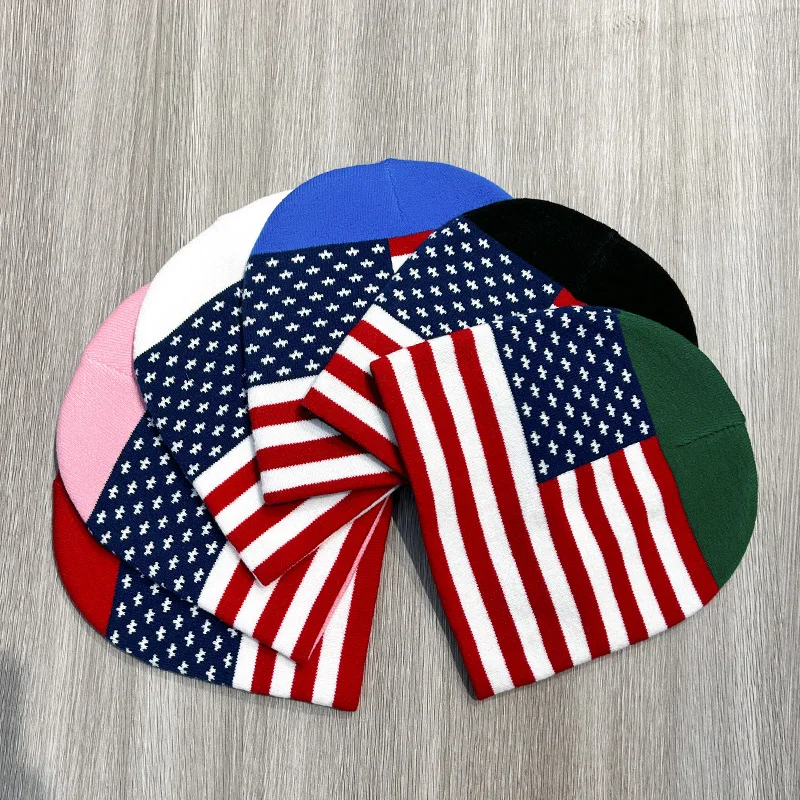 Fashion American Flag Vintage Beanie Hats New Winter Men Women Knitted Hat Outdoor Sports Skiing Cycling Warm Caps