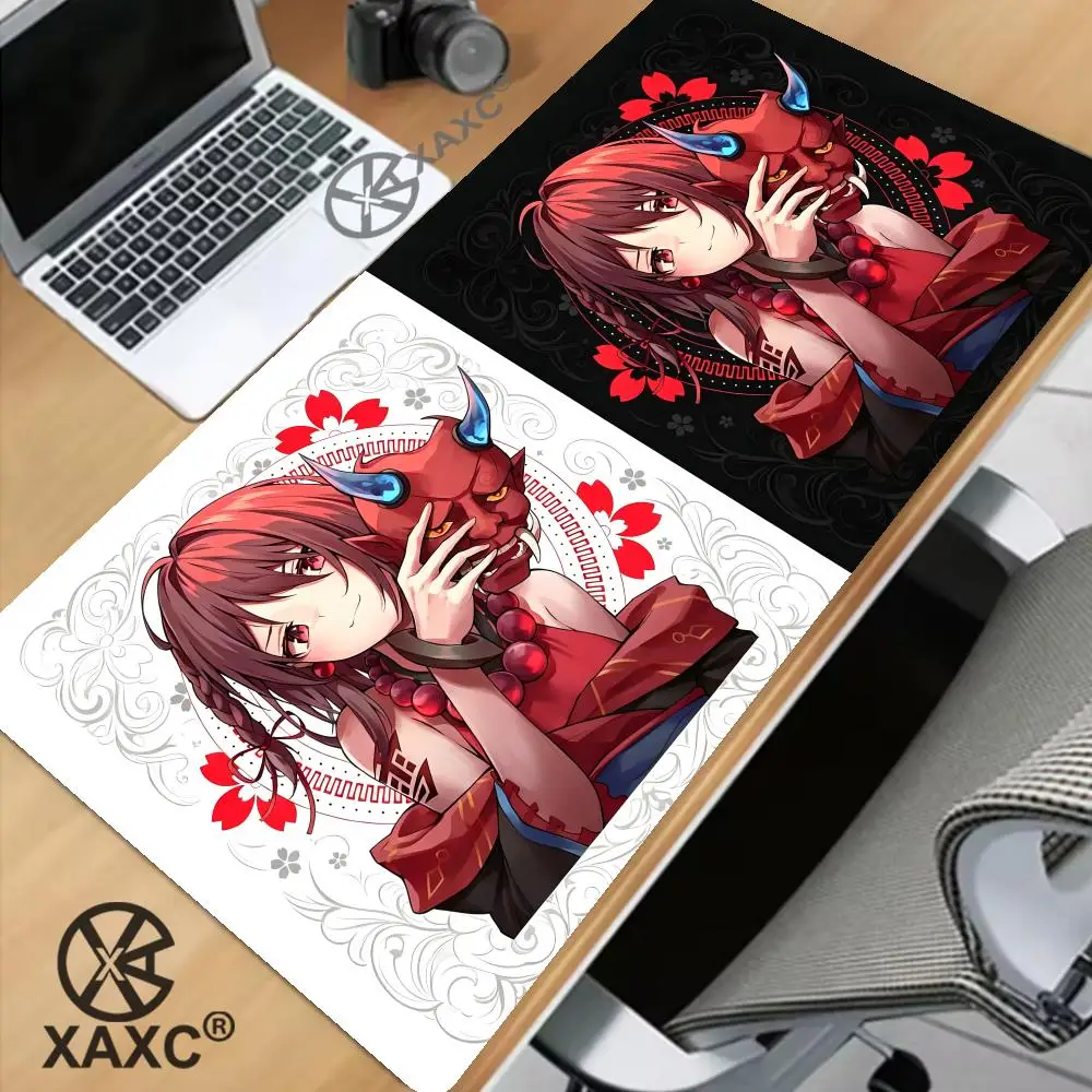 Oni Mask And Samurai Girls Japanese Sakuru XXL Large Game Mousepad Keyboard Pad Gaming Black and White Mouse Pad XAXC