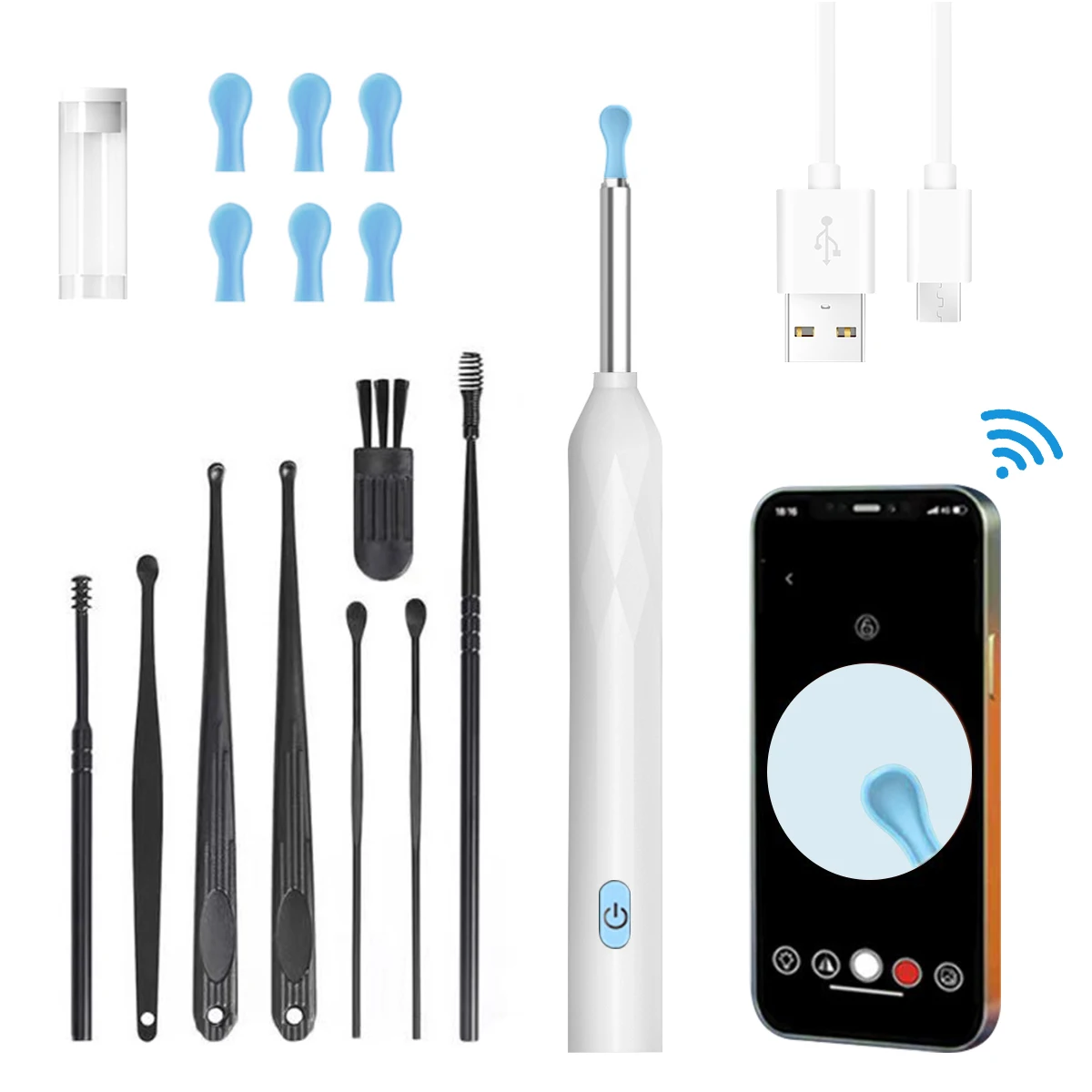 

Ear Wax Removal- Ear Cleaning Kit with 8 Ear Spoon- Earwax Remover Tool with6 Pcs Ear Set - Ear Canal Cleaner with 1080P Camera