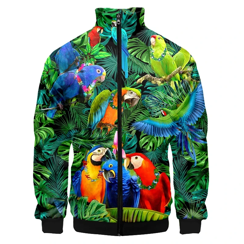 

Bird Animal Leaf Parrot Plus Size Fashion Print Jacket Men Long Sleeve Jacket Print Coat Hombre Ropa New High Quality Sweatshirt