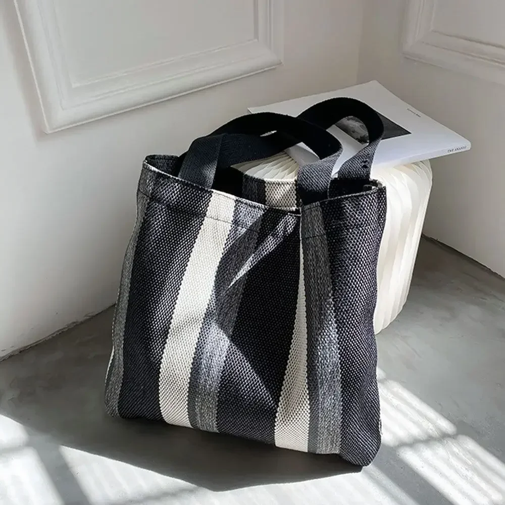 SFN7-Sac à main rétro simple pour femme, petits sacs en toile rayée, frais, décontracté, grande capacité, sac initié, femme