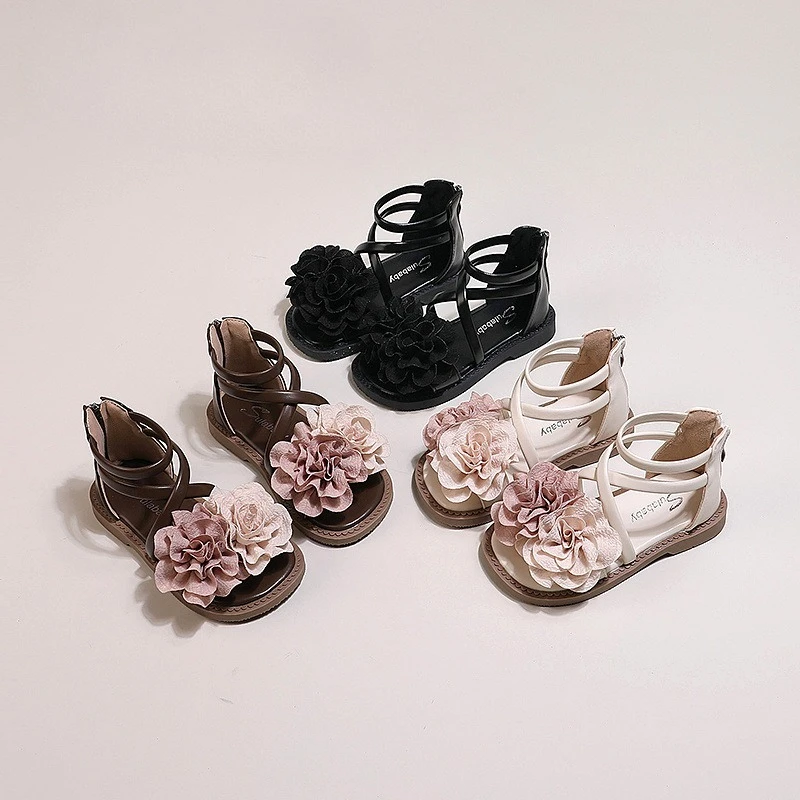Girls' Sandals 2026 Summer New Children's Flower Princess Shoes Soft Sole Anti Slip Baby Girls' Roman Sandals