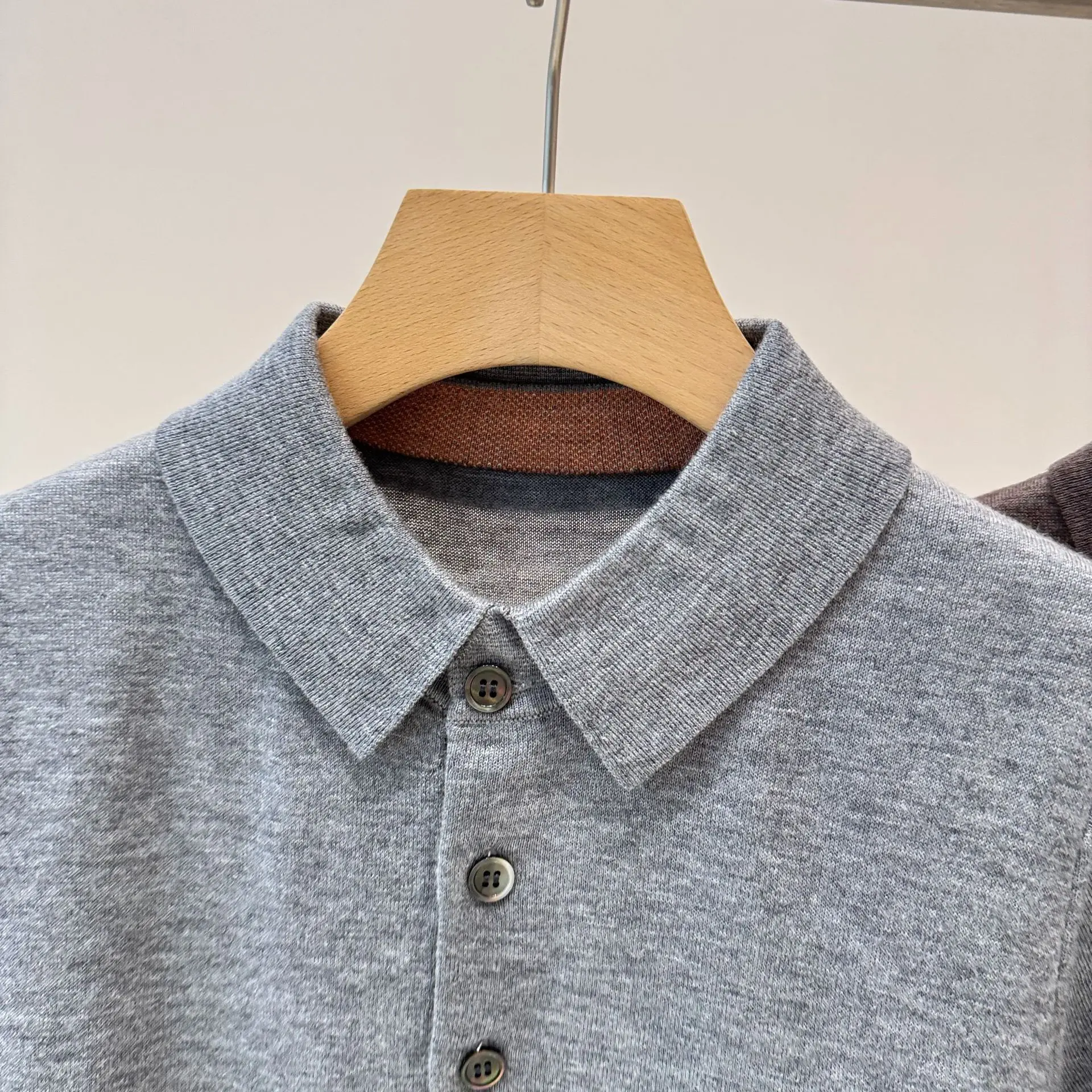 

New Spring Wool Knitted Collar Short-Sleeve T-Shirt For Women, Casual, Versatile, Slim Fit, Plaid Patchwork Top