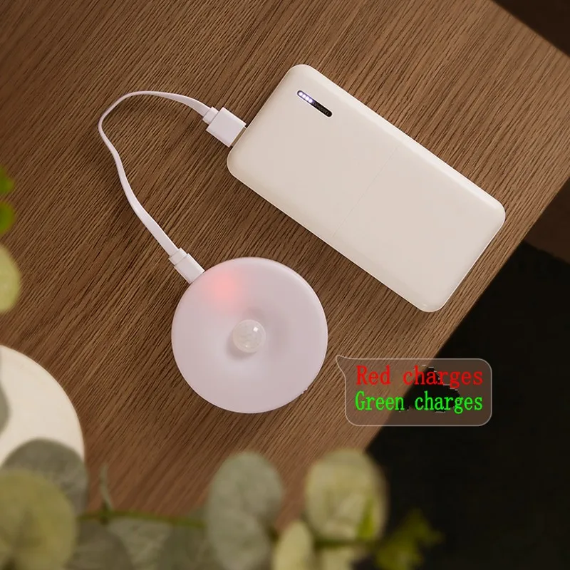 Motion Sensor LED Wireless Night Light Bedroom Lamp USB Rechargeable Energy-saving Automatic Wall-Mounted Body Induction Lamp