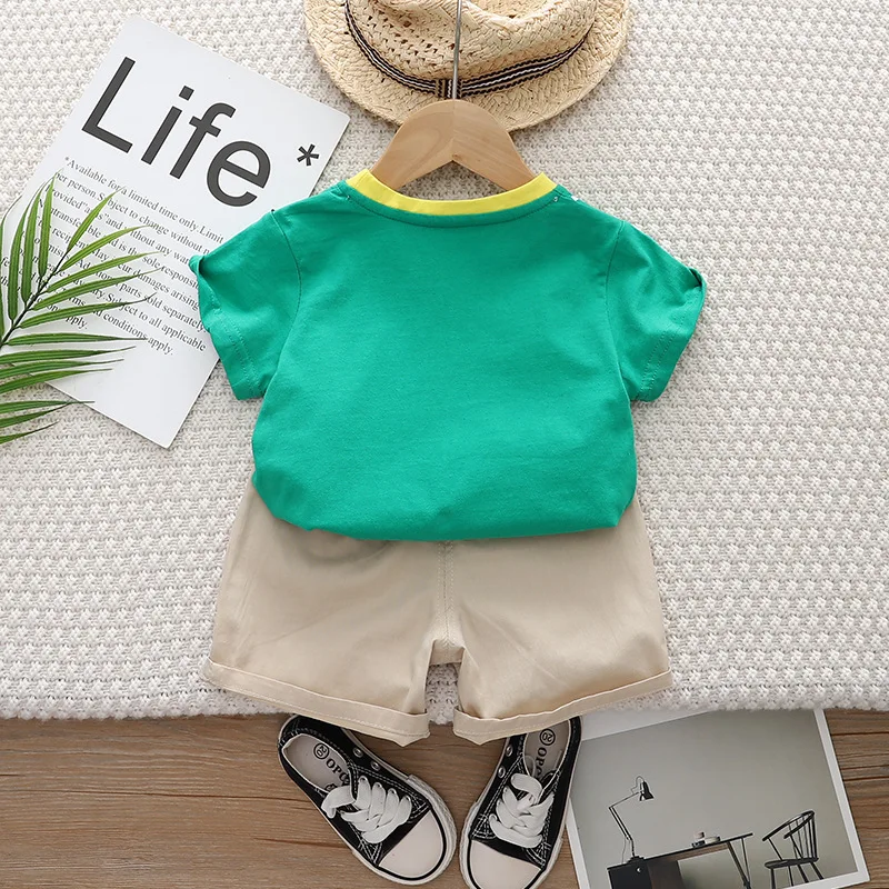 Kids Summer Sets 2024 Baby Boy Clothes 9 To 12 Months Casual Dinosaur Car Short Sleeve T-shirts and Shorts Children's Clothing