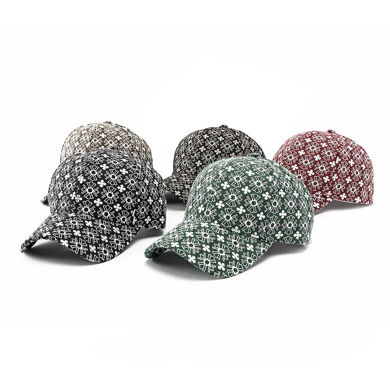 Unisex Ethnic Jacquard Baseball Caps Hard Top Curved Visor Duckbill Hats Breathable Sun Hats Outdoor