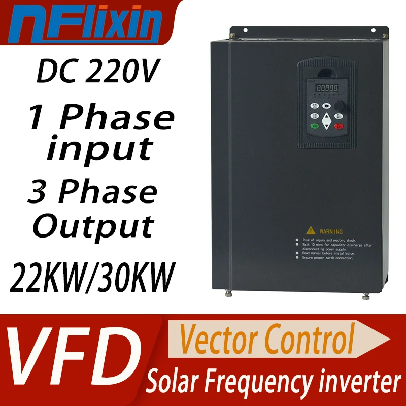 

Frequency Inverter 11/15/18.5/22/30KW AC 220V Single Phase Speed Controller Photovoltaic Solar Pump VFD