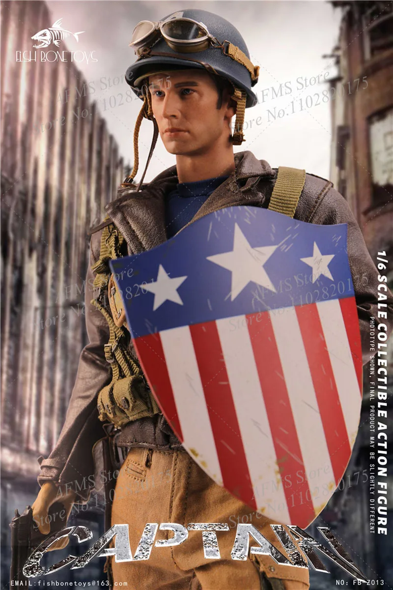 FISH BONETOYS FB-Z013 1/6 Men Soldier Captain America Chris Evans Superhero Full Set 12Inch Action Figure Model Collection