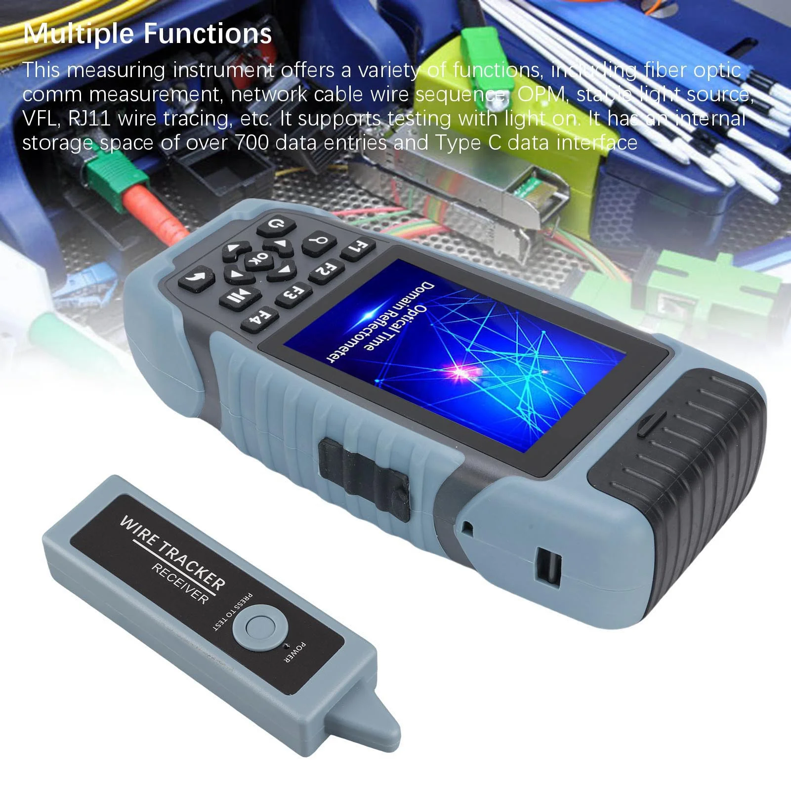 Optic Tester OTDR Tester Fault Locator Optical Time Domain Reflectometer Power Meter 3.5 Inch Color LCD