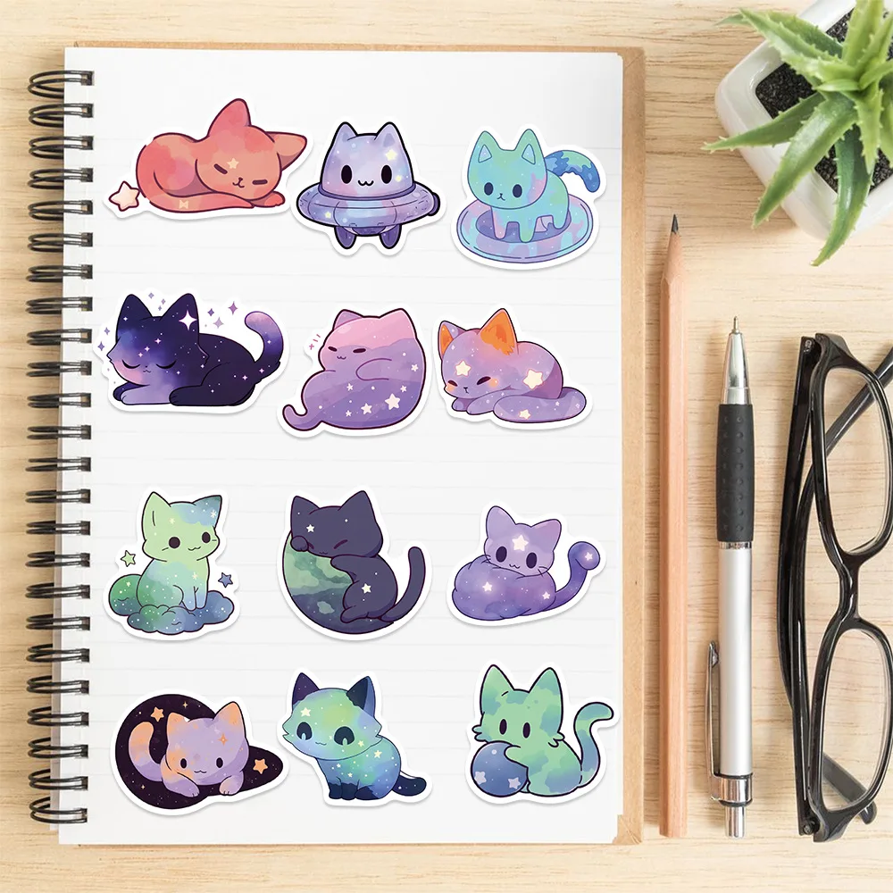 10/30/50pcs Kawaii Cat Aesthetic Stickers Cute Cartoon Decals Laptop Skateboard Phone Scrapbook Funny Decoration Sticker Kid Toy