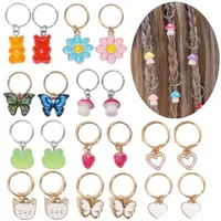 ncmama 5/16/20Pcs Kawaii Cat Butterfly Hair Ring For Women Girl Cute Pearls Love Heart Jewelry Hair Braids Hairpin Lady Headwear