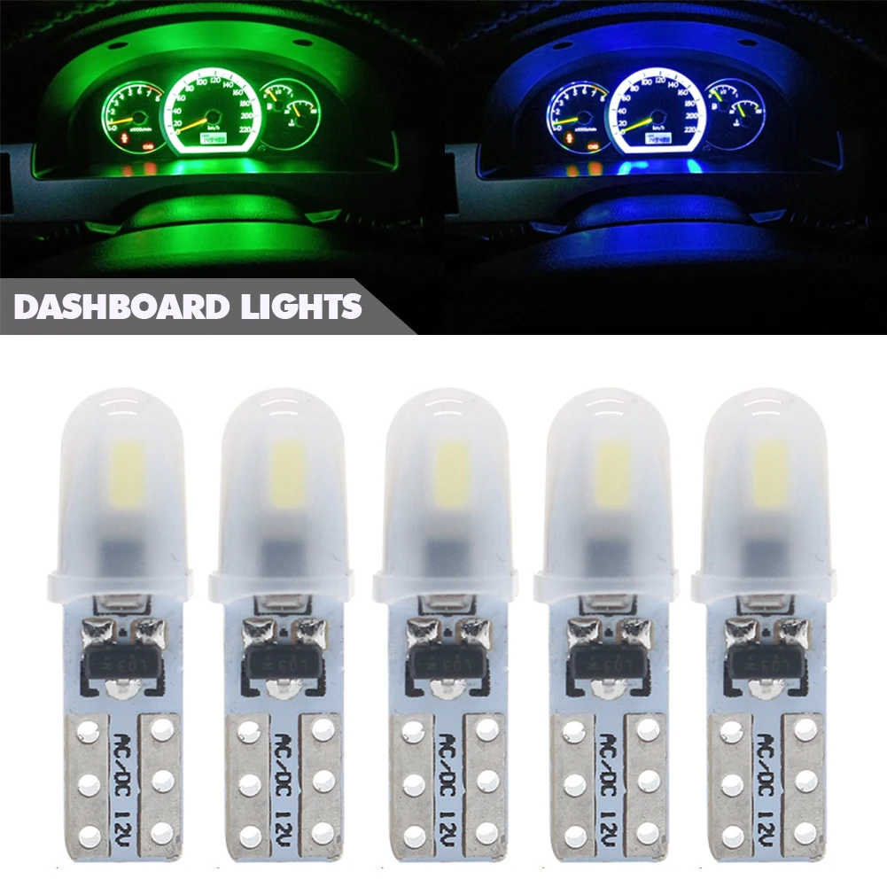 5Pcs/pack T5 Led W3W W1.2W Bulb Car Interior Light Indicator Dashboard Gauge Instrument Wedge Lamp Auto Signal light 12V White