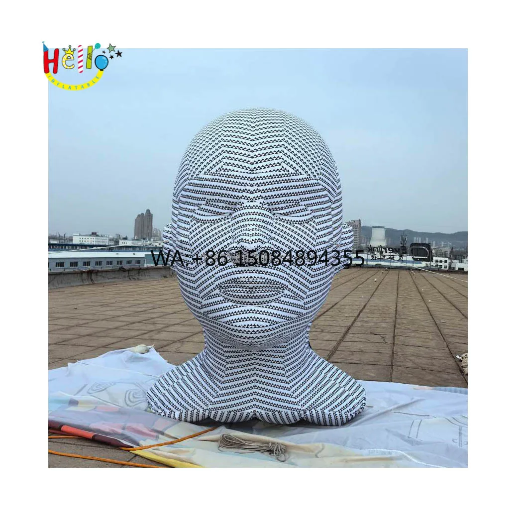 New Design Art Decoration Lighted Giant Inflatable Sculpture Human Head for Art Museum