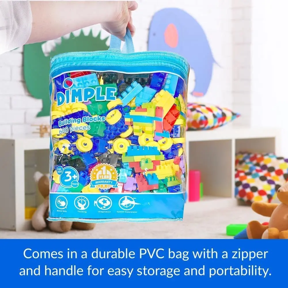 مكعبات بناء متشابكة مكونة من 600 قطعة، قابلة للتكديس، متعددة الألوان، آمنة وغير سامة من البلاستيك للأطفال الصغار والأطفال من سن 3 سنوات